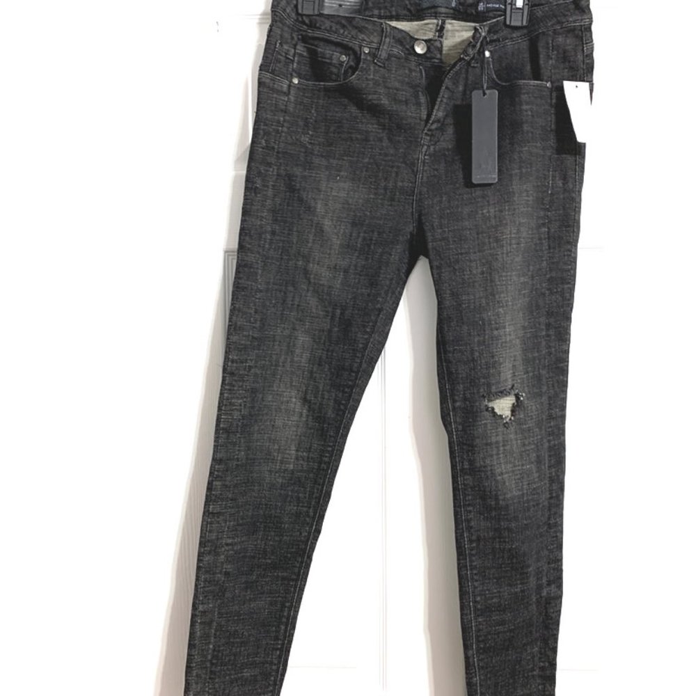 LaLa Anthony Midtown Mid Rise Stretch Skinny Distressed Jeans